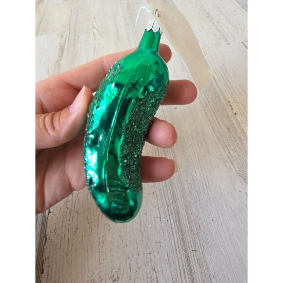 Vintage Kurt Adler glitter pickle glass ornament Xmas tree - Picture 9 of 9